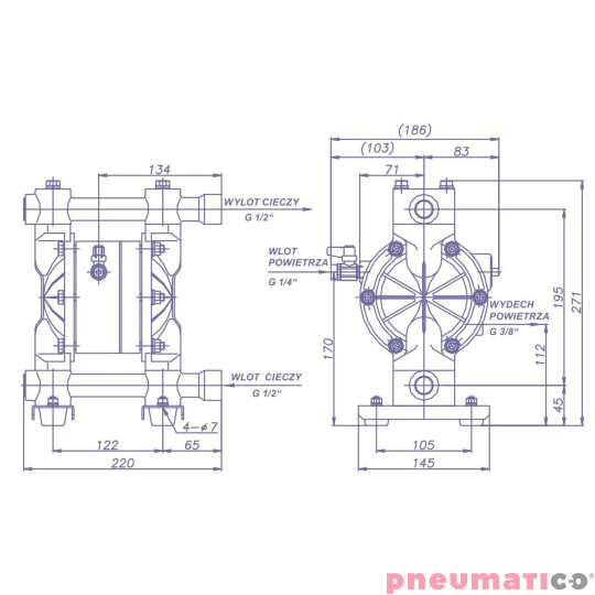 Pompa membranowa YAMADA NDP-15BPS 1/2" Pompa membranowa YAMADA NDP-15BPS 1/2"