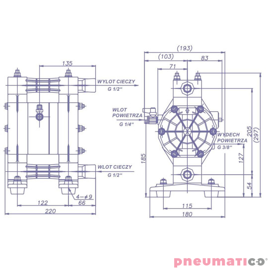 Pompa membranowa YAMADA NDP-15FPTS1 1/2" Pompa membranowa YAMADA NDP-15FPTS1 1/2"