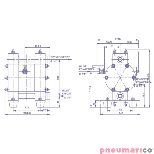 Pompa membranowa YAMADA NDP-15FVT 1/2"