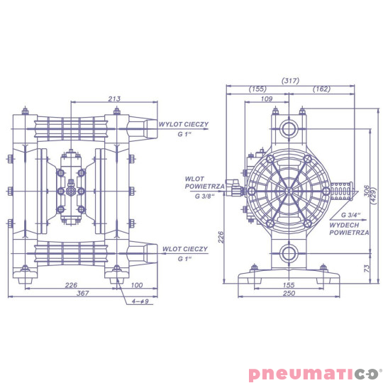 Pompa membranowa YAMADA (NDP-25BVS-PP) NDP-P25BVS 1"