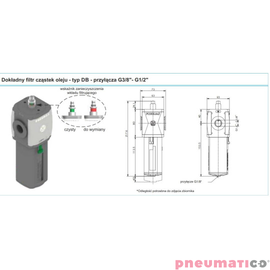 Filtr dokładny Pneumax T173BDCV Filtr dokładny Pneumax T173BDCV