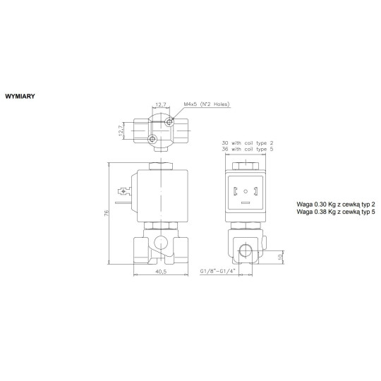 Zawór ACL TYP106 G1/4 DN4,5 N.C. 2/2 EPDM Zawór ACL TYP106 G1/4 DN4,5 N.C. 2/2 EPDM