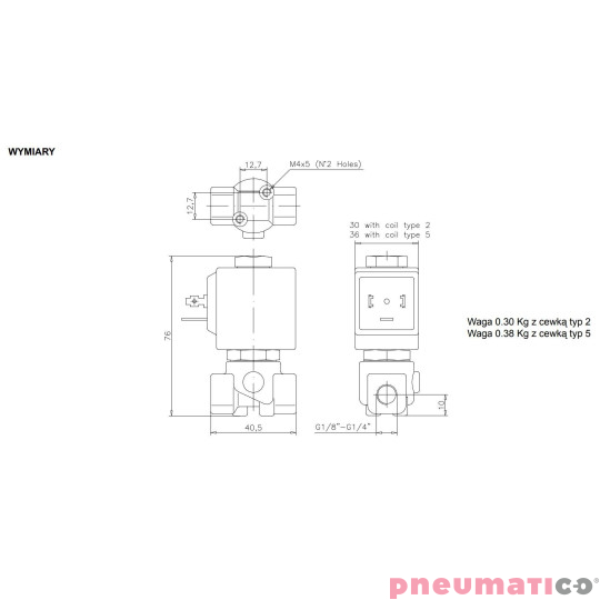Zawór ACL TYP106 G1/4 DN3.5 N.C.2/2 PTFE Zawór ACL TYP106 G1/4 DN3.5 N.C.2/2 PTFE
