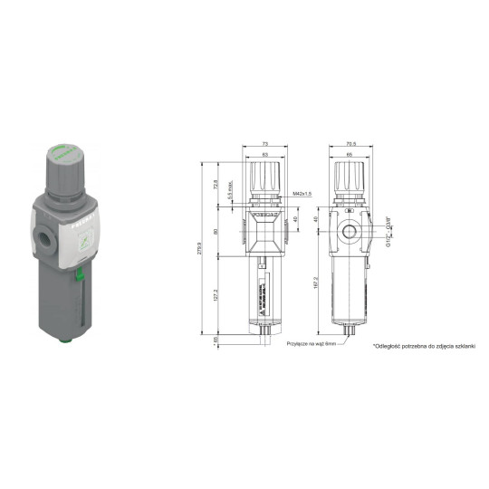Filtroreduktor z manometrem Pneumax T173BEMADS Filtroreduktor z manometrem Pneumax T173BEMADS
