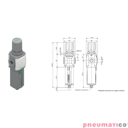 Filtroreduktor z manometrem Pneumax T173BEMAD