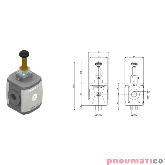 Zawór odcinający elektryczny Pneumax T172BVEB2 Zawór odcinający elektryczny Pneumax T172BVEB2