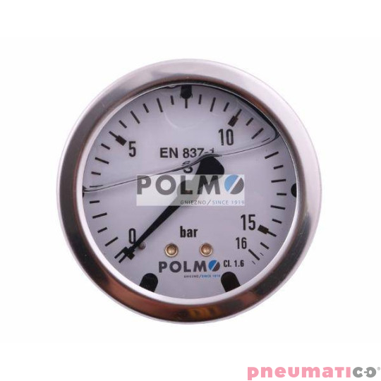 Manometr glicerynowy M63 0-16 bar tylne przyłącze G1/4" POLMO Manometr glicerynowy M63 0-16 bar tylne przyłącze G1/4" POLMO