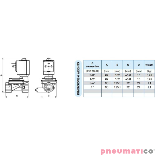 Zawór membranowy MM G3/8 DN13 0.3-16 BAR MEMBR.VITON AISI316 Zawór membranowy MM G3/8 DN13 0.3-16 BAR MEMBR.VITON AISI316