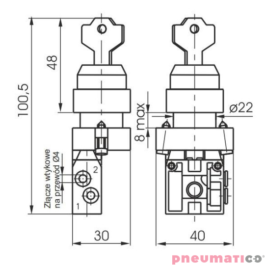 Przełącznik z kluczem Pneumax 3/2 KLUCZYK,PRZYŁ. 4MM BOCZNE N.Z Przełącznik z kluczem Pneumax 3/2 KLUCZYK,PRZYŁ. 4MM BOCZNE N.Z