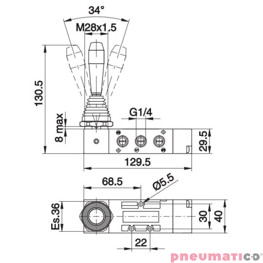 Zawór dźwignia Pneumax 1/4" 5/3 DŻWIGNIA-SPRĘŻ. TEC ZIELONY Zawór dźwignia Pneumax 1/4" 5/3 DŻWIGNIA-SPRĘŻ. TEC ZIELONY