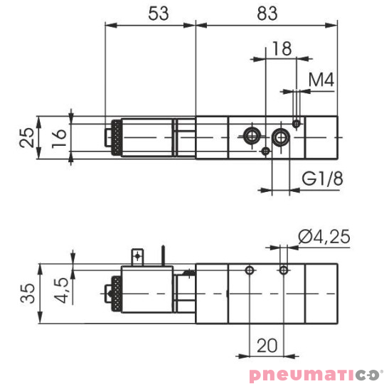 Elektrozawór Pneumax ECO G1/8" 3/2 24VAC-SPRĘŻYNA