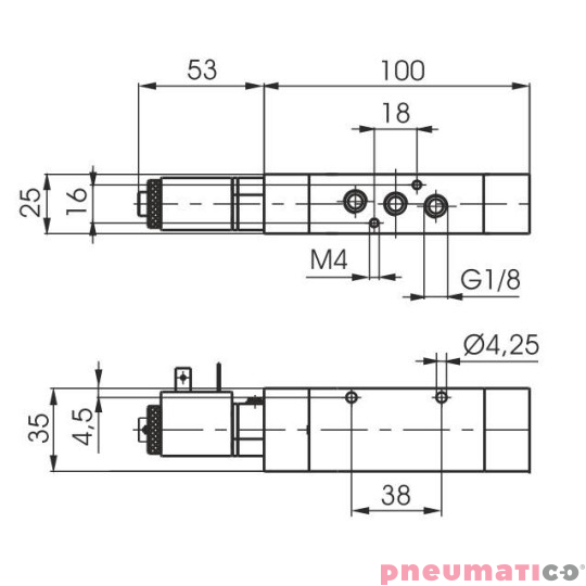 Elektrozawór Pneumax ECO G1/8" 5/2 110VAC-SPRĘŻYNA Elektrozawór Pneumax ECO G1/8" 5/2 110VAC-SPRĘŻYNA