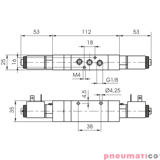 Elektrozawór Pneumax ECO G1/8" 5/3 CC 220VAC-220VAC Elektrozawór Pneumax ECO G1/8" 5/3 CC 220VAC-220VAC