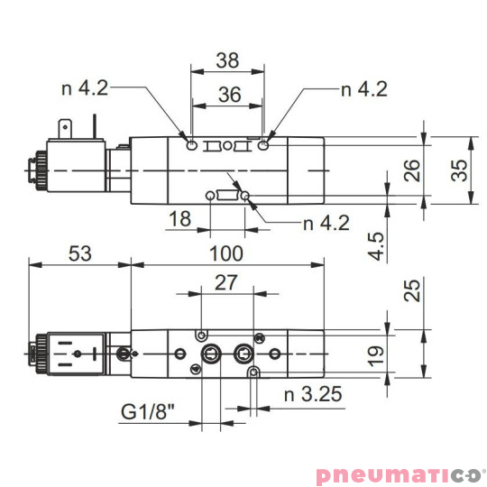 Elektrozawór Pneumax Tecno ECO G1/8" 5/2 24VAC-SPRĘŻYNA