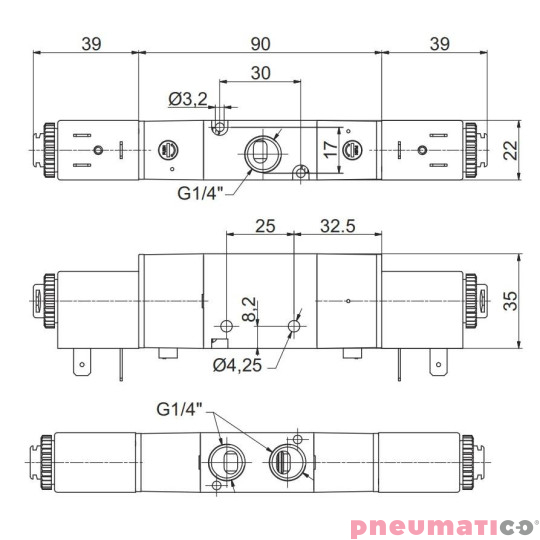 Elektrozawór Pneumax 3/2 G1/4" BISTAB. (BEZ CEWKI) Elektrozawór Pneumax 3/2 G1/4" BISTAB. (BEZ CEWKI)
