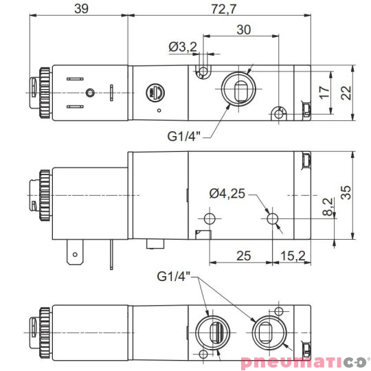 Elektrozawór Pneumax 3/2 NO G1/4" POW.SPR. (BEZ CEWKI) 8884.32.A.39.F00 Elektrozawór Pneumax 3/2 NO G1/4" POW.SPR. (BEZ CEWKI) 8884.32.A.39.F00