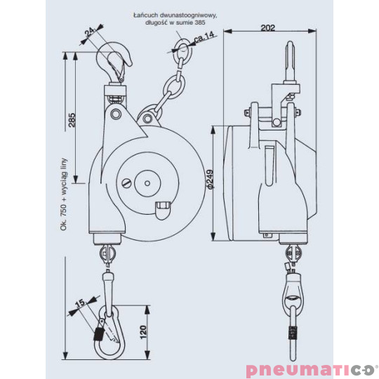 Balanser linkowy Carl Stahl Kromer 60.0-75.0kg 2000mm