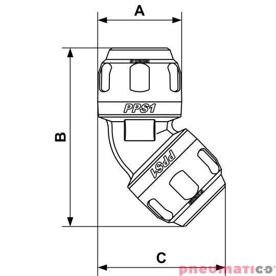 Kolano 45° aluminiowe Prevost 20mm PPS1 4C20