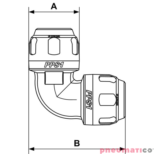 Kolano 90° aluminiowe Prevost 20mm PPS1 9C20