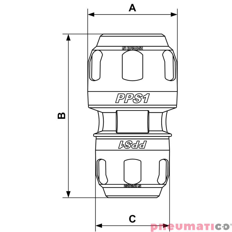 Mufa aluminiowa redukcyjna Prevost 32mm 25mm PPS1 MR3225