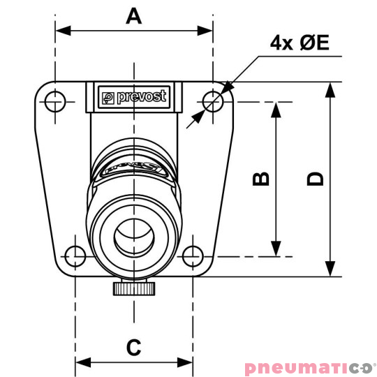 Przyłącze naścienne z gwintem wew. i jednym portem Prevost G1/2 ESI 071103WK