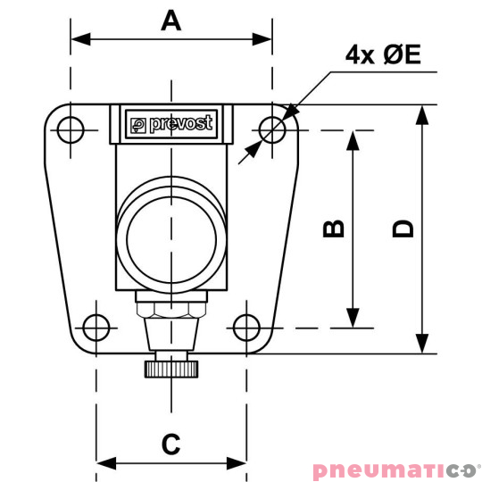 Przyłącze naścienne z gwintem wewnętrznym Prevost G1/2 MF 103S1