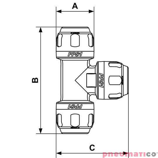 Trójnik typu T Prevost 63mm PPS1 TE63