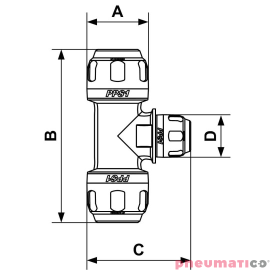 Trójnik redukcyjny typu T Prevost 25mm 20mm PPS1 TR2520