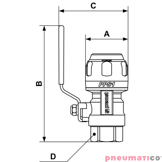 Zawór kulowy z jednostronnym gwintem wew. równoległy Prevost 80mm G2 1/2 PPS1 RSIF8076