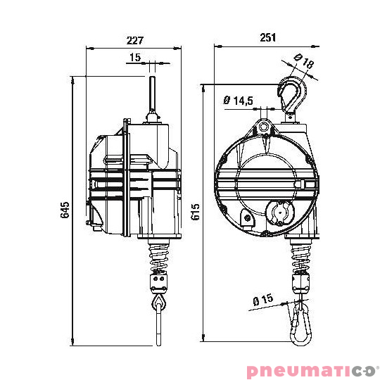 Balanser linkowy TECNA 9507AX.F wymiary Balanser linkowy TECNA 9507AX.F wymiary
