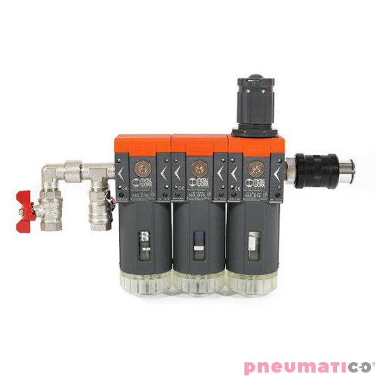 Zestaw filtrów Pneumatico  AIRPRO-3 0,01 mikrona z aktywnym węglem 1/2" Zestaw filtrów Pneumatico  AIRPRO-3 0,01 mikrona z aktywnym węglem 1/2"