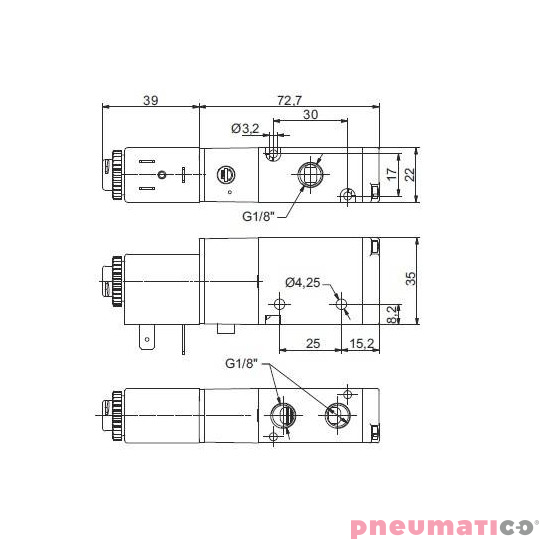 Zawór elektropneumatyczny 3/2 NO PNEUMAX 1/8 8880.32.A.39.F56 24VAC Zawór elektropneumatyczny 3/2 NO PNEUMAX 1/8 8880.32.A.39.F56 24VAC