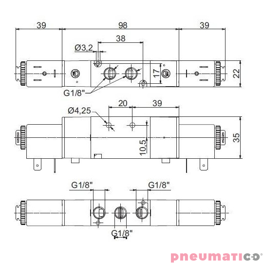 Zawór elektropneumatyczny 5/2 bistabilny PNEUMAX 1/8 8880.52.00.35.F57 AC_110V Zawór elektropneumatyczny 5/2 bistabilny PNEUMAX 1/8 8880.52.00.35.F57 AC_110V