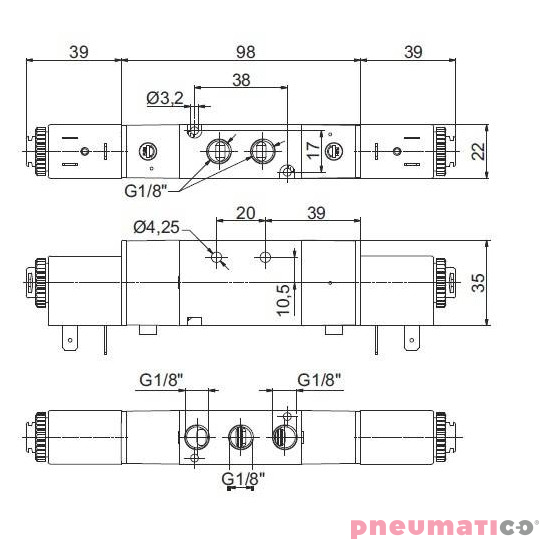 Zawór elektropneumatyczny 5/3 CC PNEUMAX 1/8 8880.53.33.35.F57 24VAC Zawór elektropneumatyczny 5/3 CC PNEUMAX 1/8 8880.53.33.35.F57 24VAC