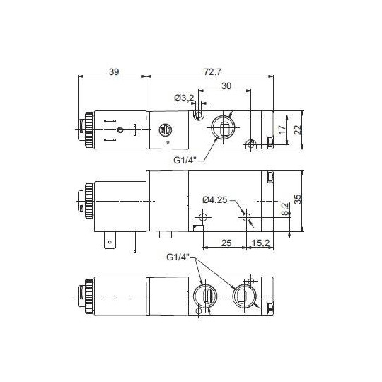 Zawór elektropneumatyczny 3/2 NC PNEUMAX 1/4 8884.32.C.39.F57 AC_110V Zawór elektropneumatyczny 3/2 NC PNEUMAX 1/4 8884.32.C.39.F57 AC_110V