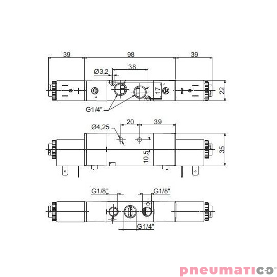 Zawór elektropneumatyczny 5/2 bistabilny PNEUMAX 1/4 8884.52.00.35.F58 AC_230V Zawór elektropneumatyczny 5/2 bistabilny PNEUMAX 1/4 8884.52.00.35.F58 AC_230V