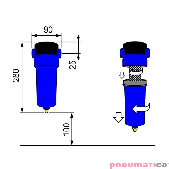 Filtr powietrza OMI F0018QF 3/4 Filtr powietrza OMI F0018QF 3/4