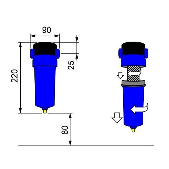 Filtr powietrza OMI F0010HF 1/2 Filtr powietrza OMI F0010HF 1/2