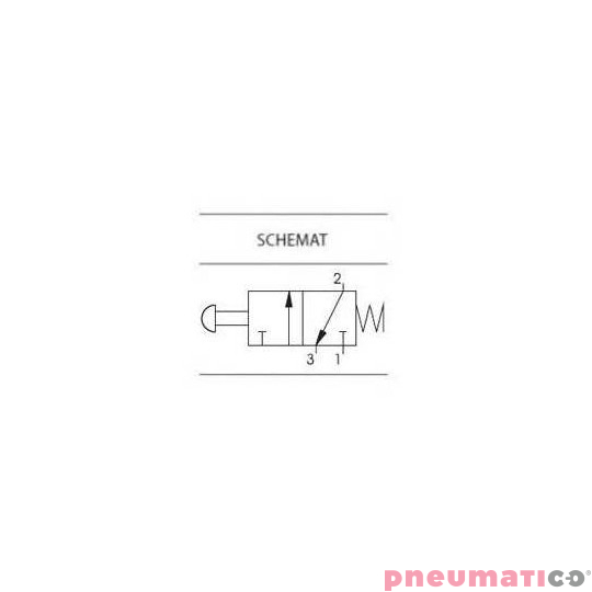 Zawór ręczny z przyciskiem ∅30 mm i sprężyną 3/2 PNEUMAX M5 Zawór ręczny z przyciskiem ∅30 mm i sprężyną 3/2 PNEUMAX M5