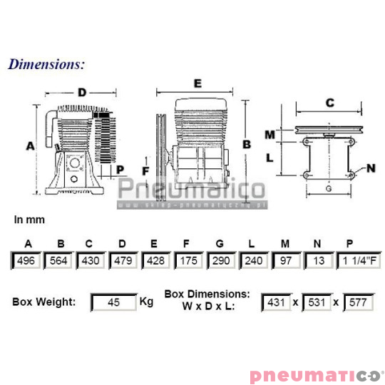 Pompa tłokowa - Agregat sprężarkowy ABAC 7000 B  B7000 