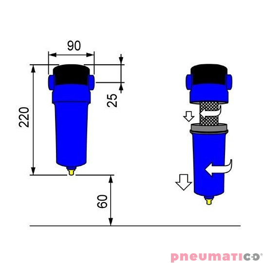 Filtr powietrza OMI F0005PF 3/8