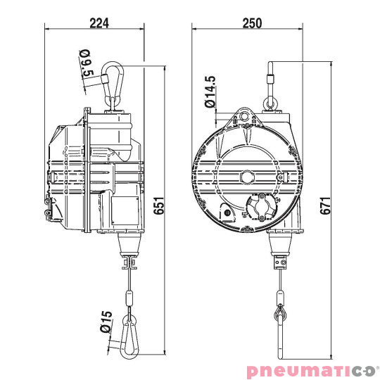 Balanser linkowy TECNA 9524RL 50-60 kg 2700mm Balanser linkowy TECNA 9524RL 50-60 kg 2700mm