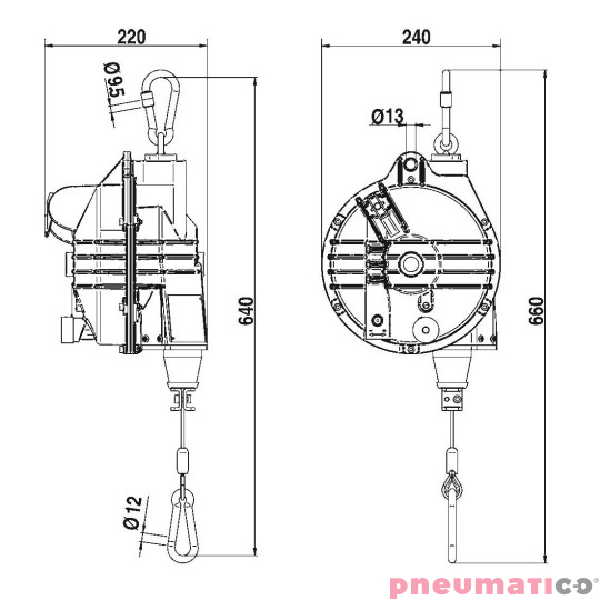 Balanser linkowy TECNA 9367RL 45-55 kg 2000mm Balanser linkowy TECNA 9367RL 45-55 kg 2000mm