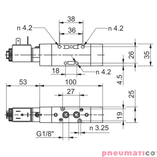 Zawór elektromagnetyczny - cewka sprężyna 5/2 PNEUMAX T488.52.0.1E.M11 24 V D.C.