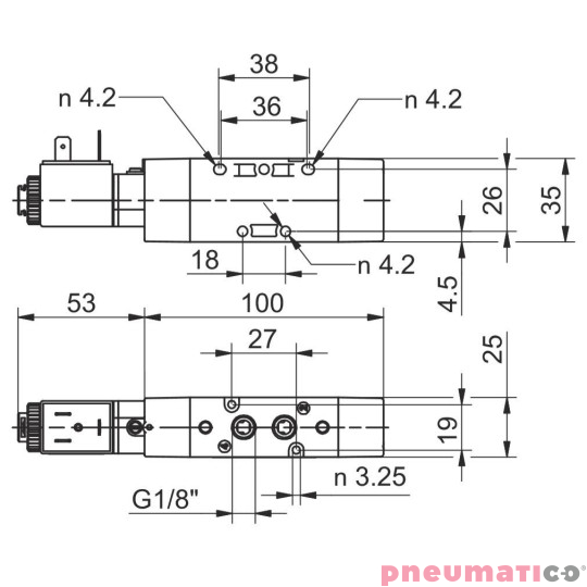 Zawór elektromagnetyczny - cewka sprężyna powietrzna 5/2 PNEUMAX T488.52.0.12.M11 24 V D.C Zawór elektromagnetyczny - cewka sprężyna powietrzna 5/2 PNEUMAX T488.52.0.12.M11 24 V D.C