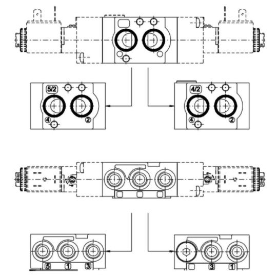 Elektrozawór 5/2 - 4/2 (zestaw uniwersalny) PNEUMAX T514.92.00.35.B57 110V Elektrozawór 5/2 - 4/2 (zestaw uniwersalny) PNEUMAX T514.92.00.35.B57 110V