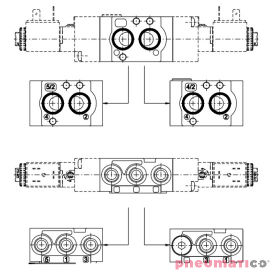 Elektrozawór 5/2 - 4/2 (zestaw uniwersalny) PNEUMAX T514.92.00.35.B09 24 VDC 2W Elektrozawór 5/2 - 4/2 (zestaw uniwersalny) PNEUMAX T514.92.00.35.B09 24 VDC 2W