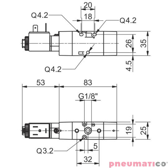 Zawór elektromagnetyczny - cewka sprężyna powietrzna 3/2 PNEUMAX T488.32.0.12.M58 220V Zawór elektromagnetyczny - cewka sprężyna powietrzna 3/2 PNEUMAX T488.32.0.12.M58 220V