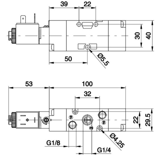 Zawór elektromagnetyczny - cewka - sprężyna (zasilanie zewnętrzne pilota) 3/2 PNEUMAX T424.32.0.1.E.B58 220V Zawór elektromagnetyczny - cewka - sprężyna (zasilanie zewnętrzne pilota) 3/2 PNEUMAX T424.32.0.1.E.B58 220V