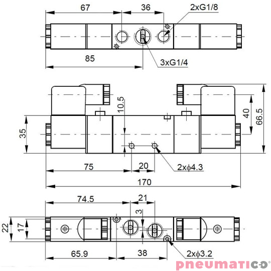 Elektrozaw&oacute;r PNEUMATICO 5/2 G1/4" 115V AC JLE4200-115VAC